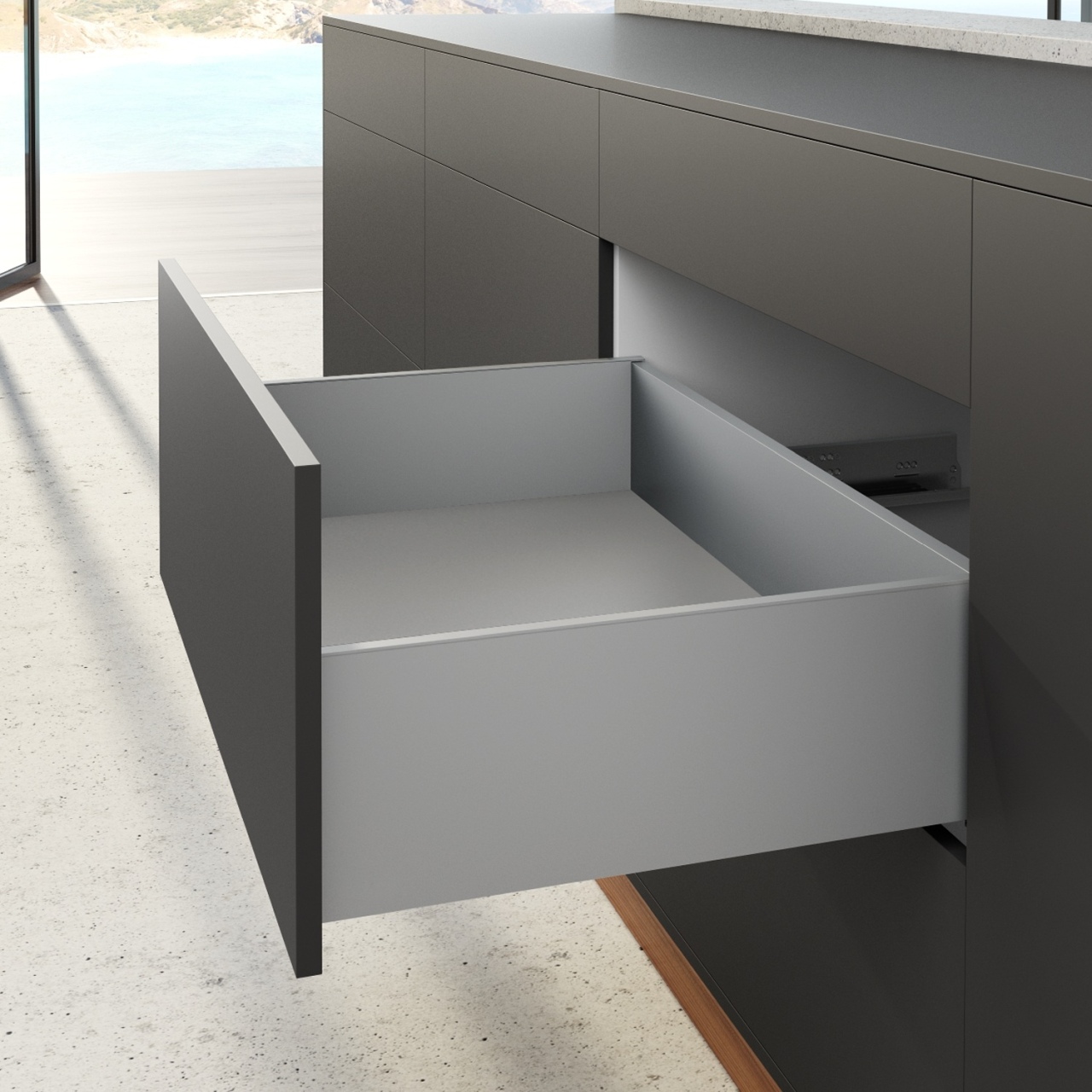 HETTICH AvanTech YOU Set Zarge, Höhe 187 mm x NL 650 mm, silber, links und rechts, 9353371