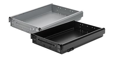 HETTICH Stahlschubkasten mit vormontiertem Zugstück - Systema Top 2000, 370 x 714, Aluminium Optik, 20532