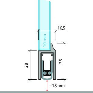 PLANET Glastürdichtung KG-D10X FH, Silikon 959 mm grau