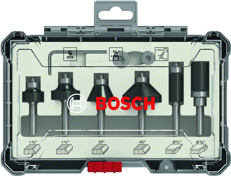 BOSCH Rand- und Kantenfräser-Set, 1/4 Zoll-Schaft, 6-teilig