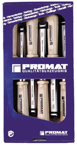 PROMAT Stechbeitelsatz 6,10,12,16,20,26mm Weißbuchenh. Ulmer Form 6-tlg.