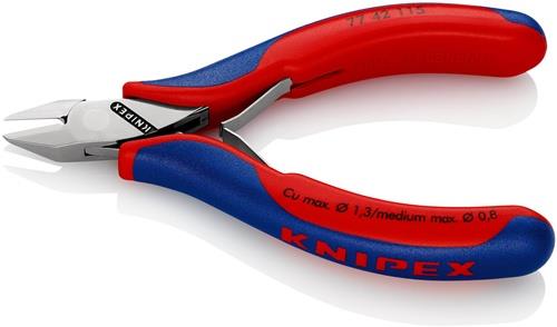 KNIPEX Elektronikseitenschneider L.115mm Form 4 Facette nein 2K-Hülle spiegelpol.KNIPEX