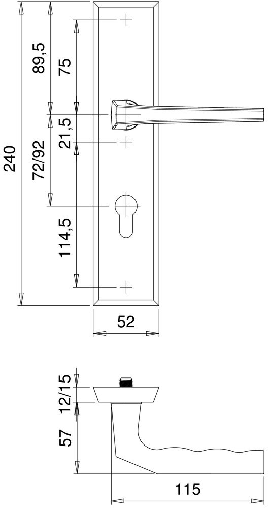EDI Schutz-Drückergarnitur mit Langschild Alpha 8770, Aluminium