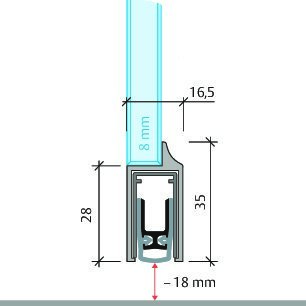 PLANET Glastürdichtung KG-D8X FH, Silikon 1.209 mm grau