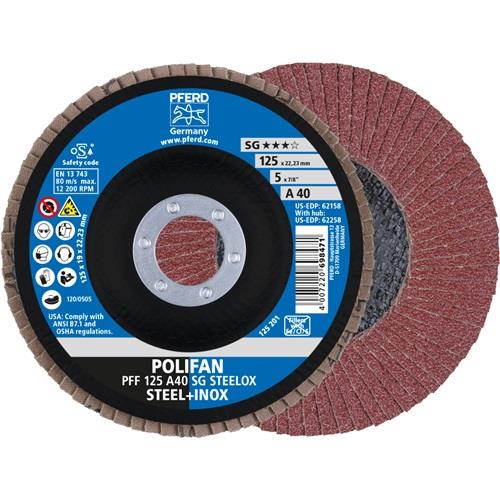 PFERD Fächerscheibe POLIFAN A SG STEELOX D.125mm K.40 fl.INOX NK PFERD