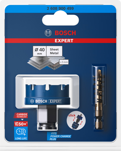 BOSCH EXPERT Sheet Metal Lochsäge, 40 × 5 mm. Für Dreh- und Schlagbohrer