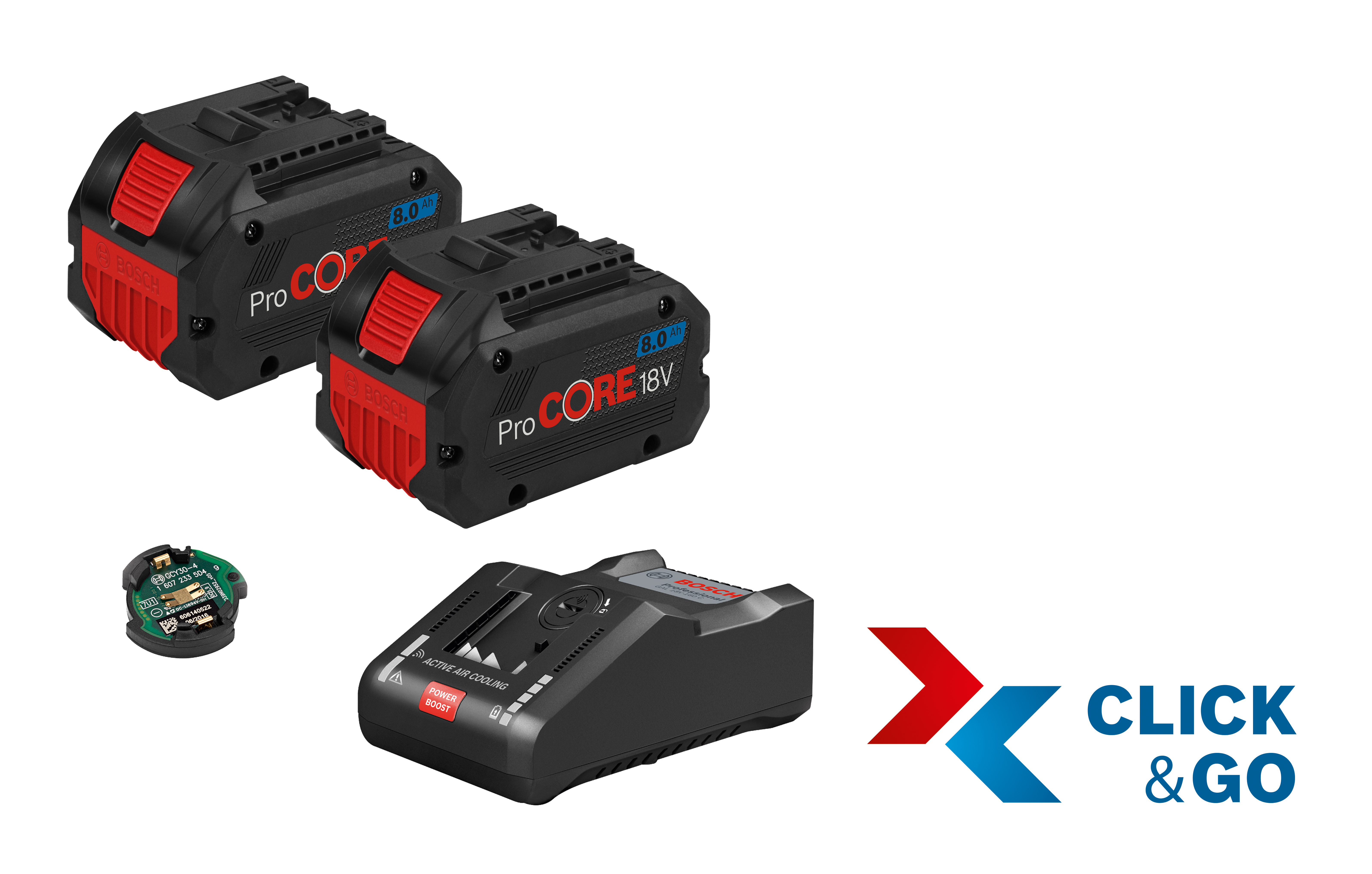 BOSCH Akku Starter-Set, 2 Akku ProCORE 18 Volt 8.0 Ah, Schnellladegerät GAL 18V-160 C