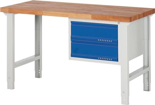 PROMAT Werkbank Ser.BK 650 B1500xT700xH790-1140mm Buche lichtgrau/blau 2 Schubl.PROMAT