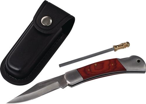 NOW Industrietaschenmesser Gesamt-L.100mm Klingen-L.80mm Redwood-Griff