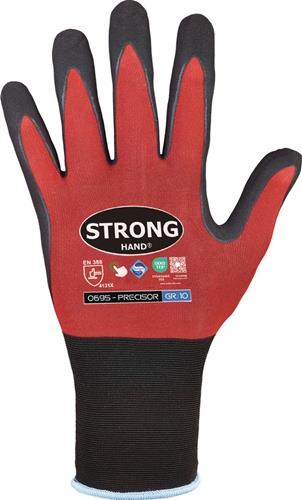 STRONGHAND Handschuhe PRECISOR Gr.8 rot/schwarz EN 420,EN 388 PSA II STRONGHAND