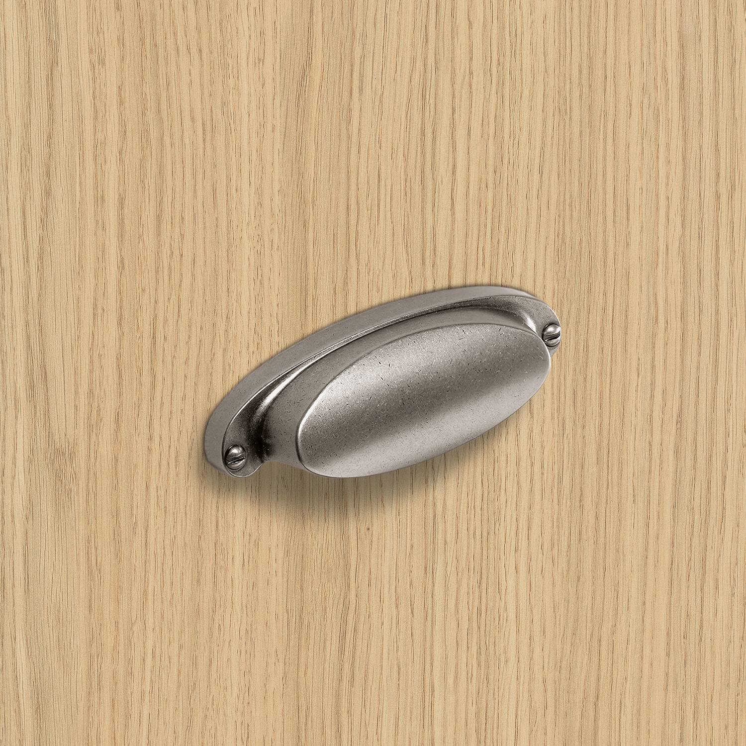 HETTICH Griff Lorica, •–• 64, L 100 mm, B 33 mm, H 22 mm, Zinn Optik, 9112655 HETTICH Griff Lorica, •–• 64, L 100 mm, B 33 mm, H 22 mm, Zinn Optik, 9112655