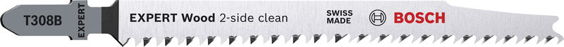 BOSCH EXPERT ‘Wood 2-side clean’ T 308 B Stichsägeblatt, 100 Stück. Für Stichsägen