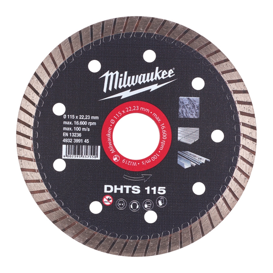 MILWAUKEE Hart, dünn, geschlossen Diamanttrennscheibe DHTS 115 mm