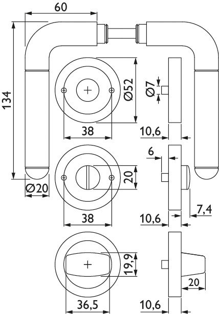 HERMAT Drückergarnitur mit Rosetten CLUB 1110/2031, Edelstahl