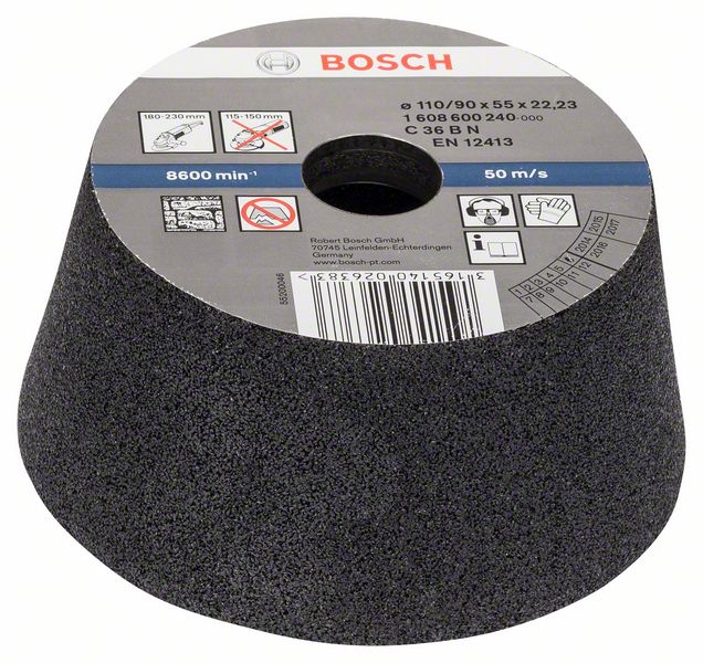 BOSCH Schleiftopf, konisch-Stein/Beton 90 mm, 110 mm, 55 mm, 36