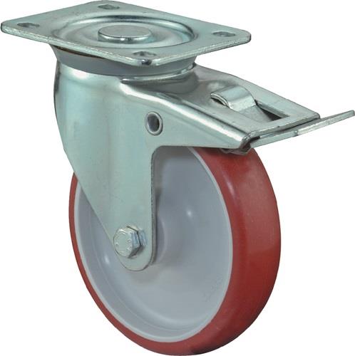 BS ROLLEN Lenkrolle D.125mm Trgf.175kg m.Festst.PU 104x80mm rot BS ROLLEN