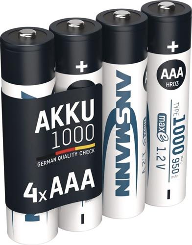 ANSMANN Akkuzelle 1,2 V 1000 mAh R03-AAA-Micro HR03 4 4St./Blister ANSMANN