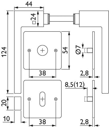 HERMAT Drückergarnitur mit Rosetten WEST 1682.L/2611.FL, Edelstahl