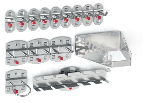 KAPPES Werkzeughaltersortiment 15-tlg.ku.-besch.f.Lochplatten 12div.Haken/3 Doppelhaken