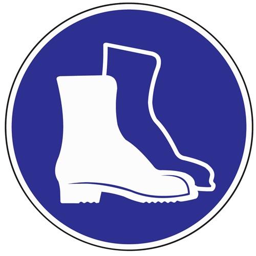 PROMAT Gebotszeichen Fußschutz benutzen D.200mm Folie selbstklebend blau/weiß