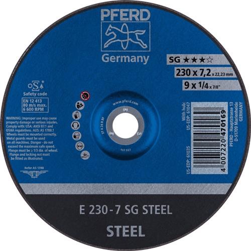 PFERD Schruppscheibe SG STEEL D230xS7,2mm gekr.STA Bohr.22,23mm PFERD