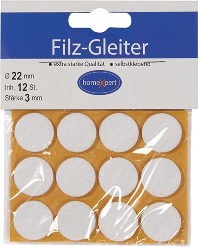 Nordwest Filzgleiter 22mm Filz weiß selbstkl.16 St./SB-Karte