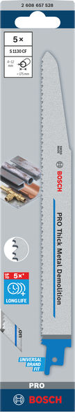 BOSCH Säbelsägeblatt S 1130 CF, Endurance for Heavy Metal, 5er-Pack