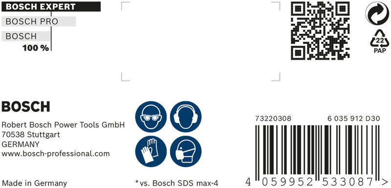 BOSCH EXPERT SDS max-8X Hammerbohrer, 22 x 400 x 520 mm. Für Bohrhämmer