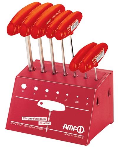 AMF Stiftschlüsselsatz 906Q WM7 7-tlg.SW 2-8 m.Quergr.im Werkbankständer AMF