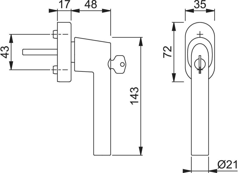 HOPPE® Fenstergriff abschließbar Amsterdam 0400S/UD9056 TBT 4, mit Schrauben, Aluminium, 12025148