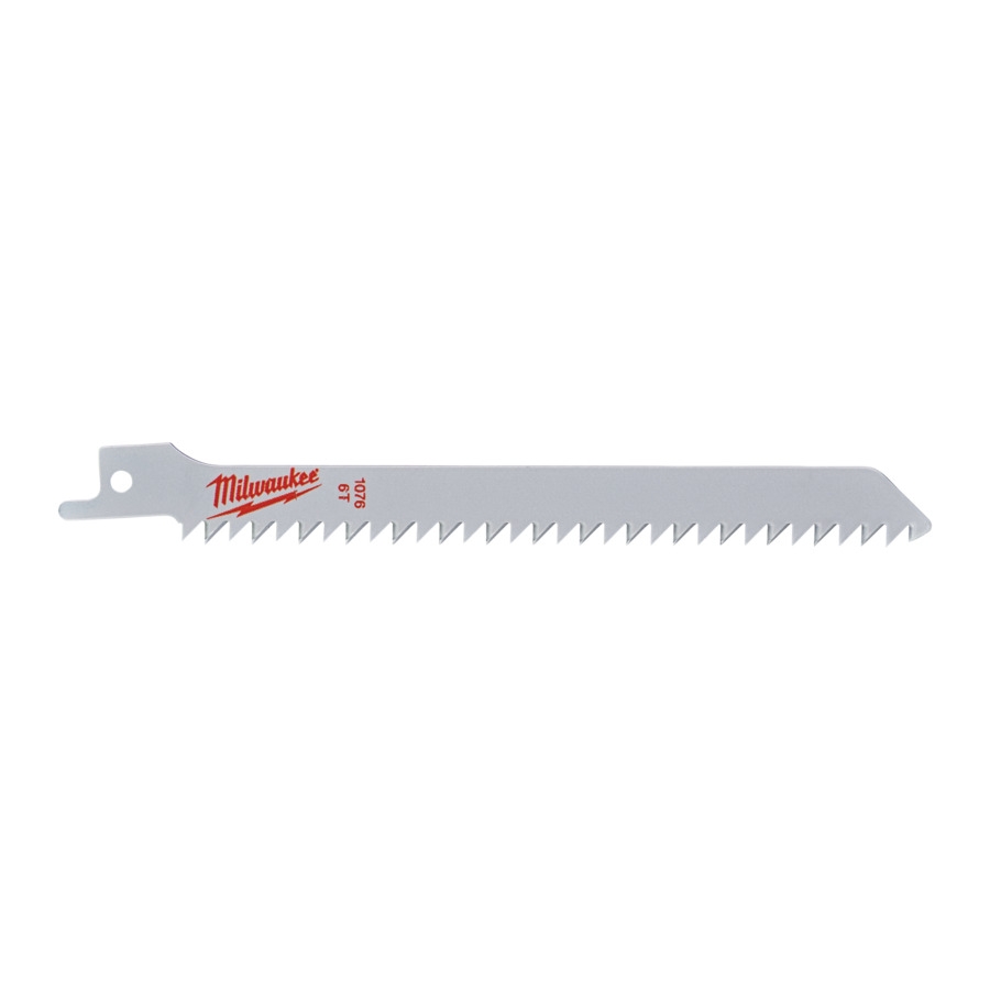 MILWAUKEE 150 x 4,2 mm (6 TPI), unlackiert Säbelsägeblatt Holz - ideal für Kurvenschnitte in Nassholz