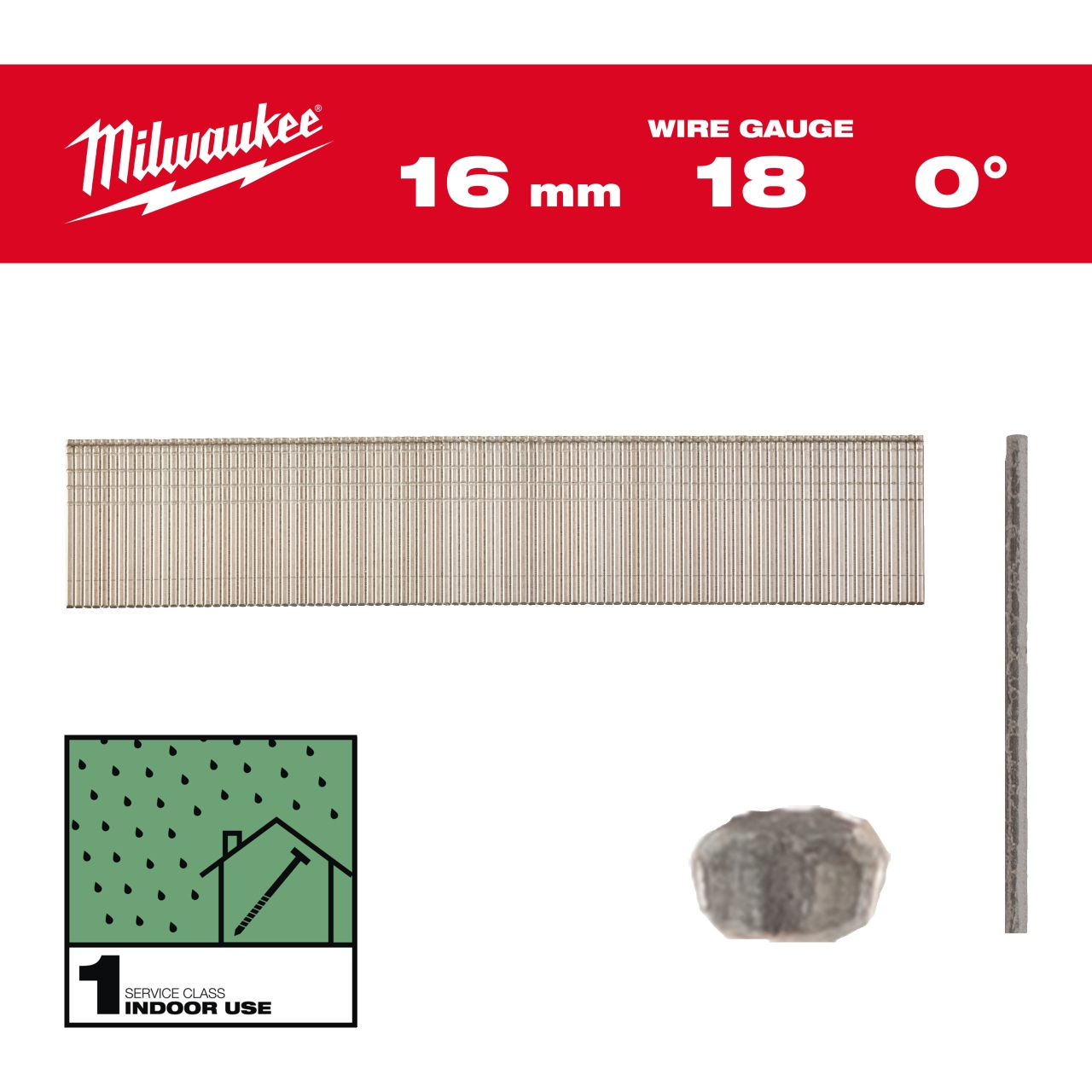1,05 x 1,25 x 16 mm verzinkt, 0° Stauchkopf-Nägel 18 Gauge für M18FN18GS & M18CN18GS