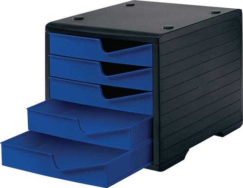 STYRO Ablagebox 5 Schubl.schwarz/blau Polystyrol H255xB270xT340mm STYRO