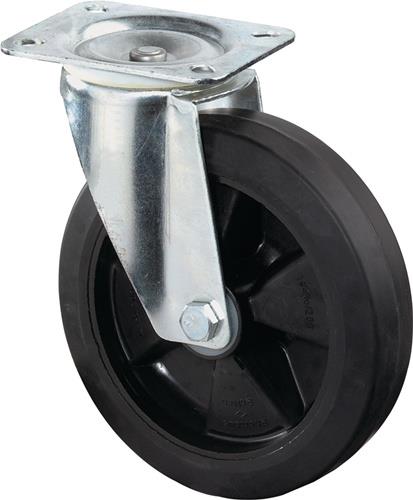 BS ROLLEN Lenkrolle D.200mm Trgf.300kg Elastikgummi Platte L135xB110mm BS ROLLEN