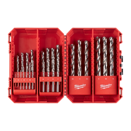 MILWAUKEE 25-tlg. Set in PACKOUT kompatibler Kassette HSS-G THUNDERWEB Metallbohrer DIN 338