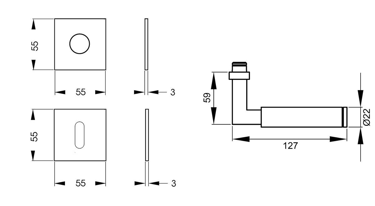 KARCHER DESIGN Drückergarnitur EPL31Q - Tasmania, Buntbart, Edelstahl