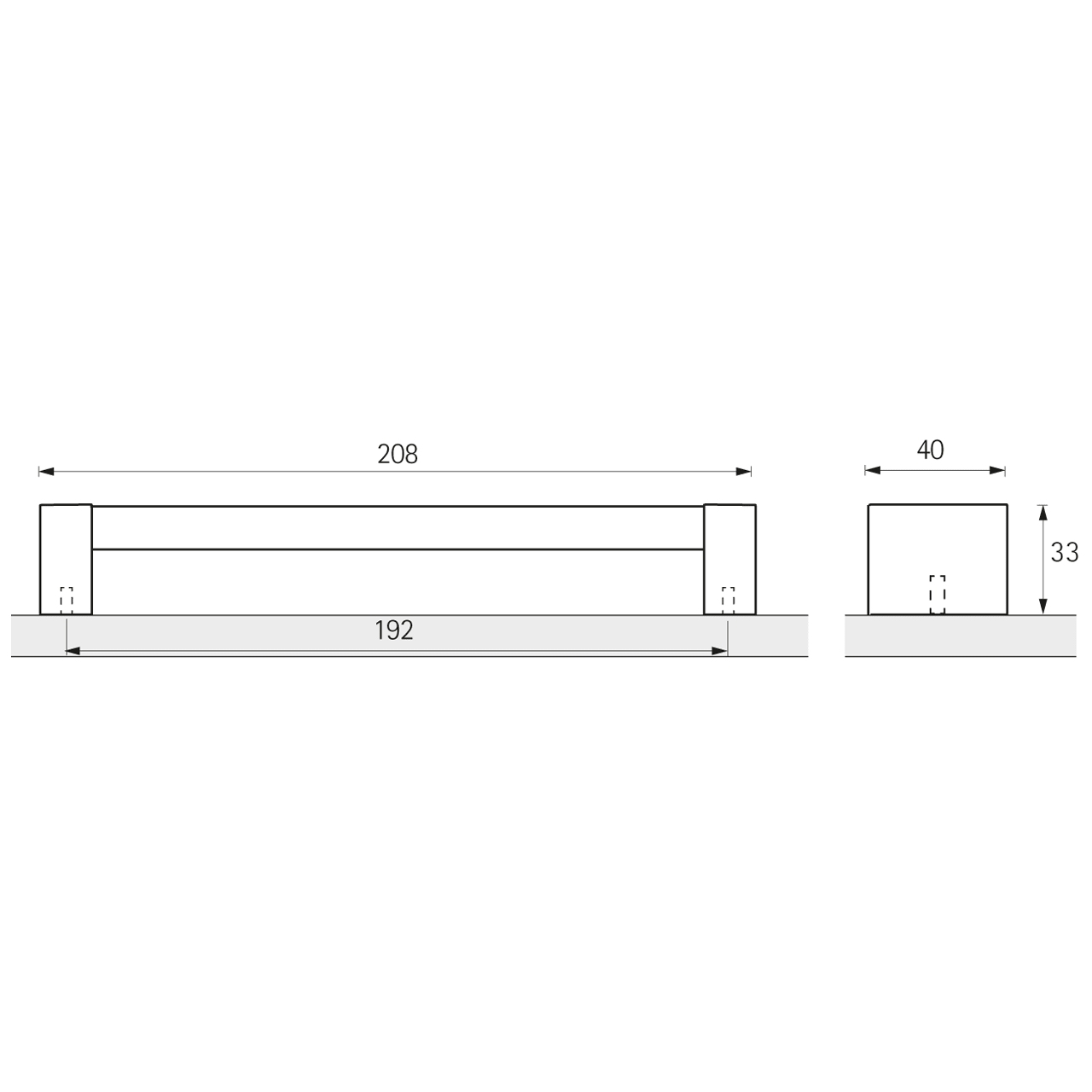 HETTICH Griff Arago, •–• 192, L 208 mm, B 40 mm, H 33 mm, Leder schwarzgrau / Zinn Optik antik, 9207452