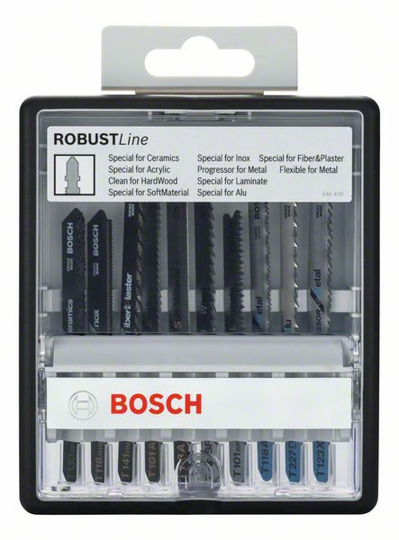 BOSCH Stichsägeblatt-Set Robust Line Top Expert, T-Schaft, 10-teilig