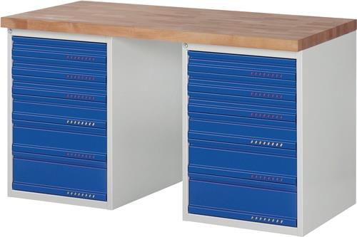 PROMAT Werkbank Ser.BK 650 B1500xT700xH840mm Buche lichtgrau/blau 12 Schubl.PROMAT