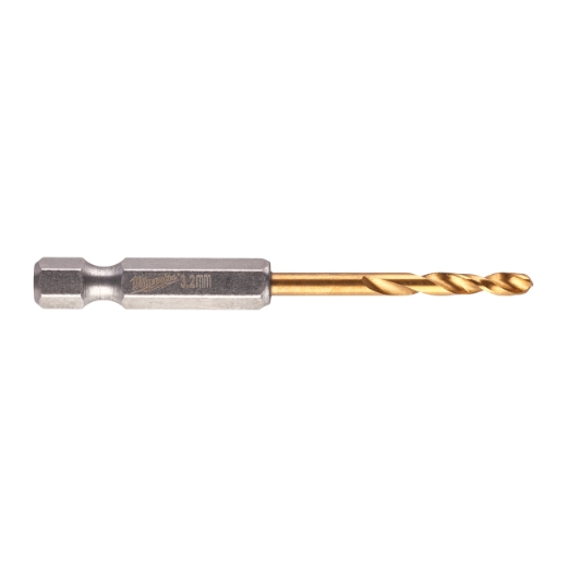 MILWAUKEE 3,2 x 66,5 mm SHOCKWAVE Metallbohrer HSS-G RED HEX Titan 1/4"