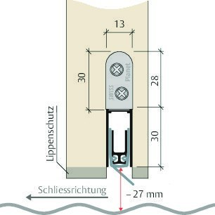 PLANET Türabsenkdichtung RH FH, Silikon 585 mm grau