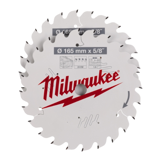 MILWAUKEE 2x 165/15,87 mm Z24 Wechselzahn Kreissägeblatt Holz für Akku-Handkreissägen Doppelpack