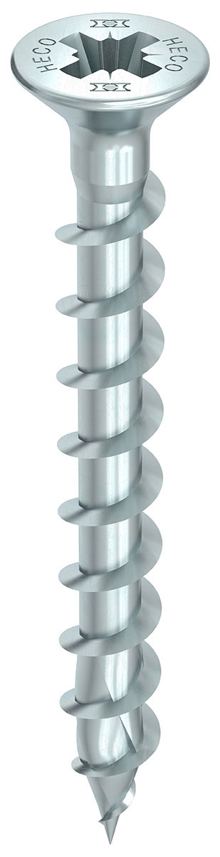 HECO TOPIX-plus 4,5 x 40, Beschlagschraube, Senkkopf, Pozi-Drive, Variables Vollgewinde, verzinkt blau, A3K