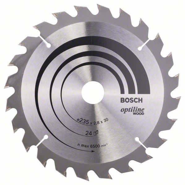 BOSCH Kreissägeblatt Optiline Wood für Handkreissägen, 235 x 30/25 x 2,8 mm, 24