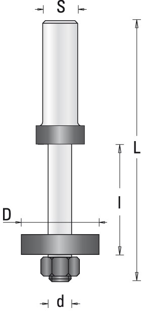 GUHDO Aufnahmedorn einteilig mit Anlauflager D16 d8 l=13,4 L=63,5