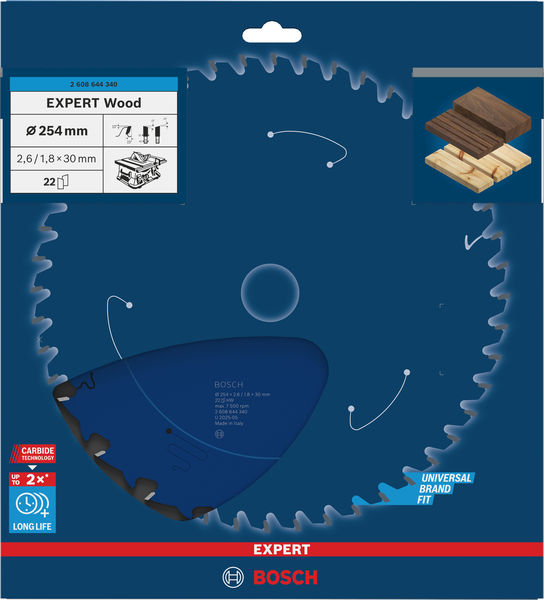 BOSCH Kreissägeblatt Expert for Wood, 254 x 30 x 2,6 mm, 22