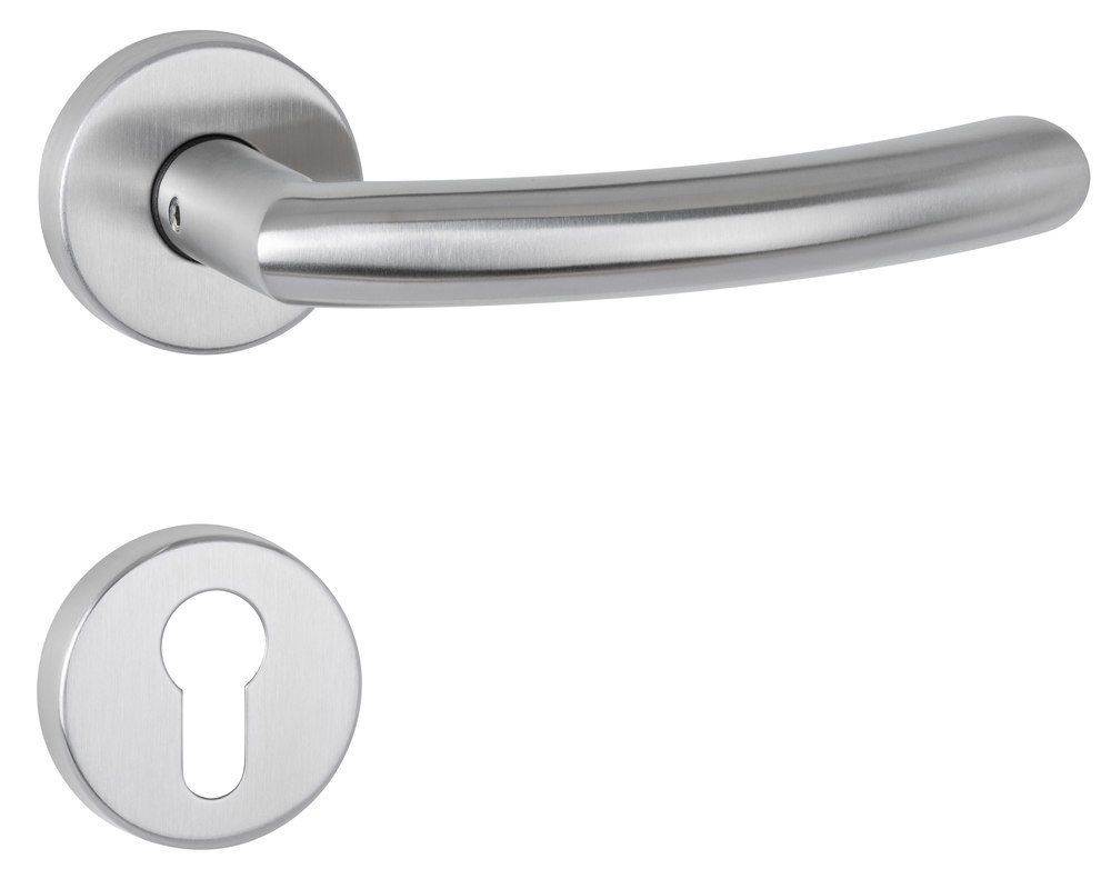 HERMAT Drückergarnitur mit Rosetten BASIC 04 1894.19/2036.ST, Edelstahl