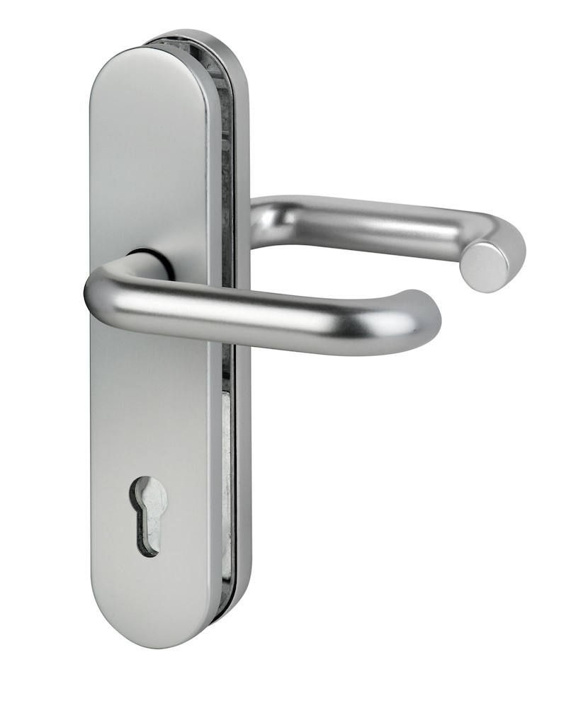 EDI Schutz-Drückergarnitur mit Langschild Logo 8753/7203, Aluminium