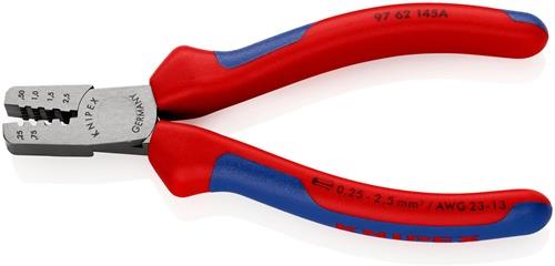 KNIPEX Aderendhülsenzange Gesamt-L.145mm 0,25-2,5 (AWG 23-13) mm² pol.Mehrkomp.-Hüllen