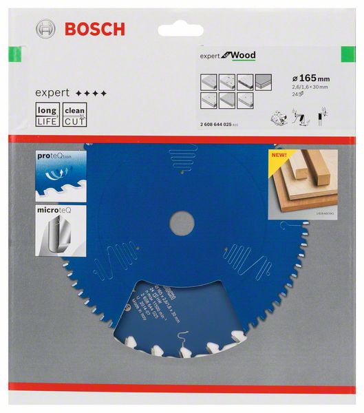 BOSCH Kreissägeblatt Expert for Wood, 165 x 30 x 2,6 mm, 24